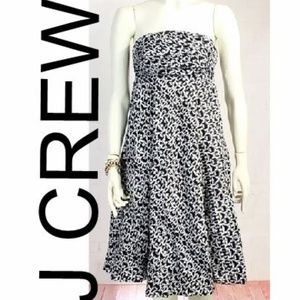 J CREW STRAPLESS ALINE BLUE WHITE DRESS SIZE 0